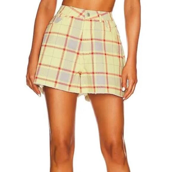 WeWoreWhat Boyfriend Short Plaid Garden Glade Women’s Sz 26 NWT - Picture 1 of 7